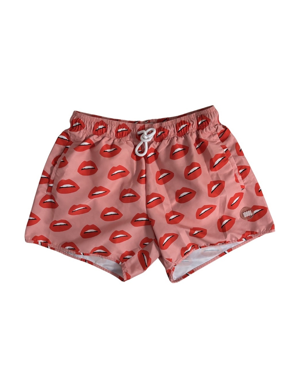 Topman Pink Lip-Print Swim Shorts